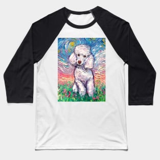 White Toy Poodle Night Baseball T-Shirt